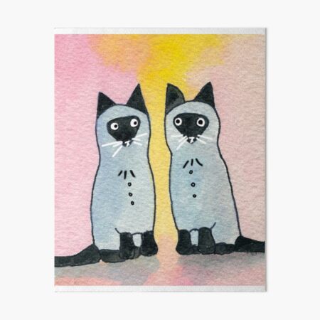 Twin Siamese Cats watercolor Art Board Print