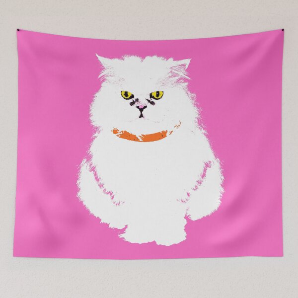 Item preview,  White Fluffy Cat in Pink Design - Pet Pop Art - Animal Pop Art, Bespoke Option designed and sold by StudioFlea.