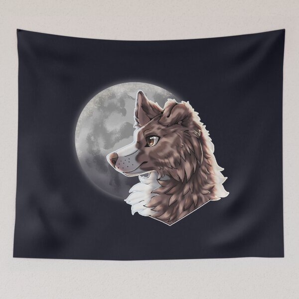 Item preview, Lilac Red Merle Border Collie with Night Sky Full Moon designed and sold by Bamsdrawz.