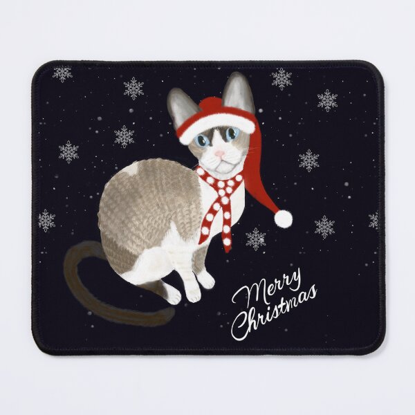 Item preview, Cornish Rex with Merry Christmas Hat designed and sold by Birgit Dugan.