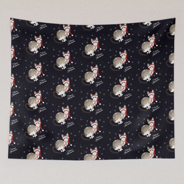 Item preview, Cornish Rex with Merry Christmas Hat designed and sold by Birgit Dugan.