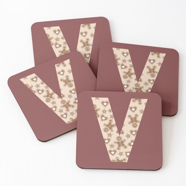 Item preview, Gingerbread Pattern Monogram Letter V designed and sold by Coffee Lifestyle.