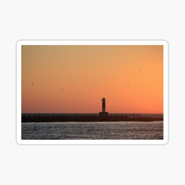 "Onekama lighthouse with gulls" Sticker for Sale by ESKKalevala
