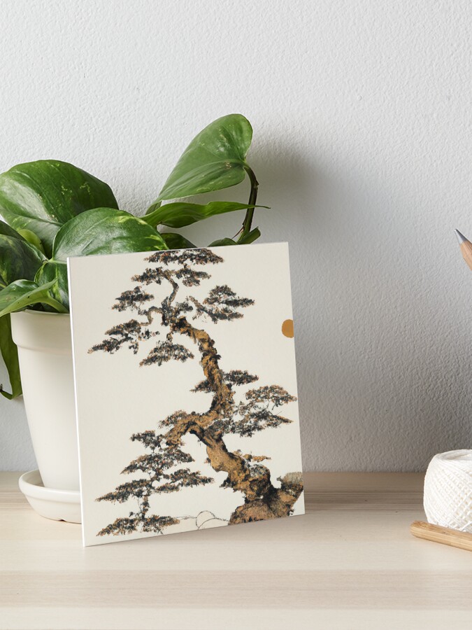 Bonsai Tree Ukiyo-e Japanese Art Style
