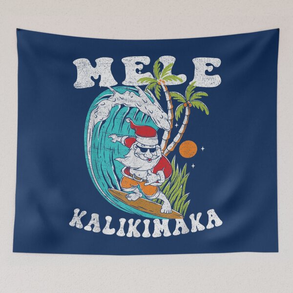 Item preview, Mele Kalikimaka Hawaii Christmas Surfing Santa designed and sold by malconerh.