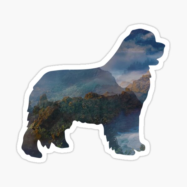 Newfoundland Dog Silhouette Fantasy Sticker