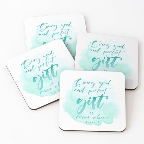 Item preview, James 1:17 Watercolor Christian Quote Teal designed and sold by amazingjoy.
