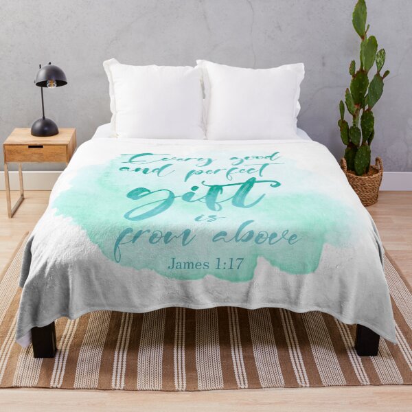 Item preview, James 1:17 Watercolor Christian Quote Teal designed and sold by amazingjoy.