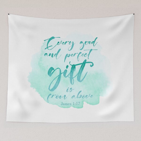 Item preview, James 1:17 Watercolor Christian Quote Teal designed and sold by amazingjoy.