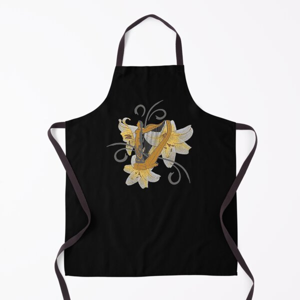 Item preview, harp motif with lilies, musician outfits women, beautiful flower patterns designed and sold by Kirei-Lily.