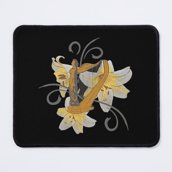 Item preview, harp motif with lilies, musician outfits women, beautiful flower patterns designed and sold by Kirei-Lily.