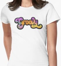 Groovy - Cool 60s Psychedelic Hippie Music Typography Women's Fitted T-Shirt