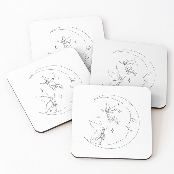Item preview, Fairies flying in the moon hand drawn art designed and sold by Maeve-Design.
