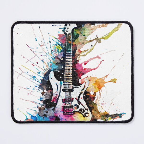Item preview, Colorful Watercolor guitar illustration on white background designed and sold by Rocky Mountain Artistry.