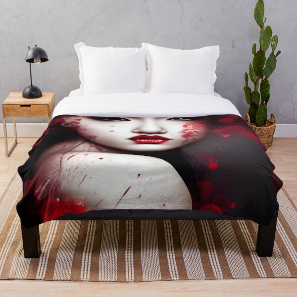 Item preview, Beautiful Asian girl with red bubbles abstract designed and sold by Stratomi.