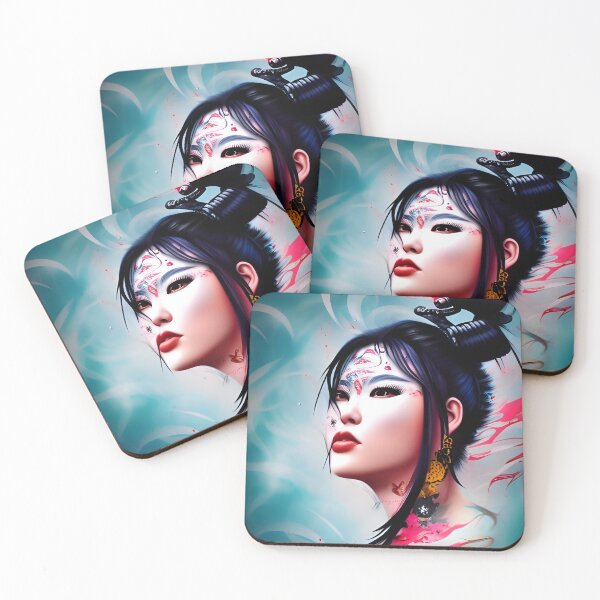 Item preview, Beautiful Asian girl with earrings abstract designed and sold by Stratomi.