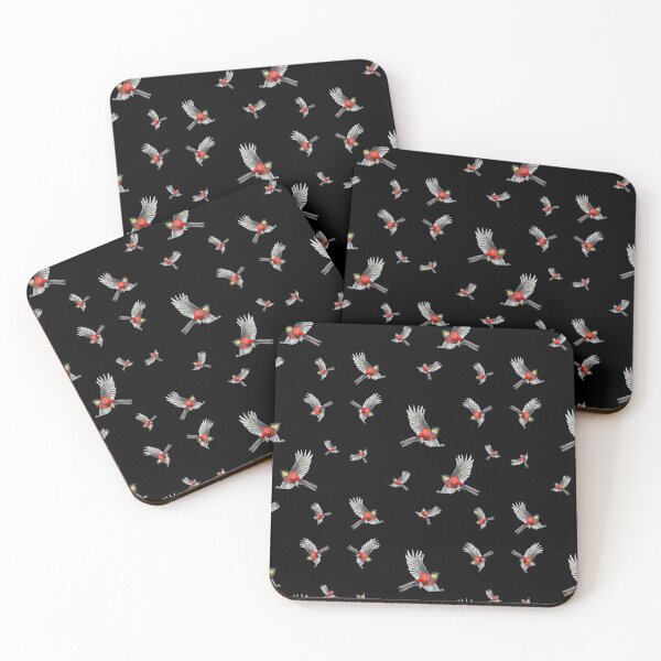 Artikelvorschau, Bird red pattern a watercolor illustration black entworfen und verkauft von Yana Mustafina | Boho Soulful Designs.