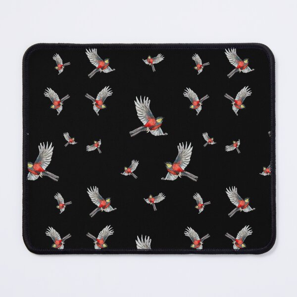 Item preview, Bird red pattern a watercolor illustration black designed and sold by Yana Mustafina | Boho Soulful Designs.