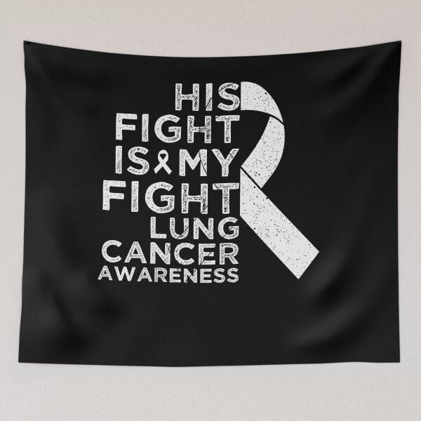 Item preview, His Fight Is My Fight Lung Cancer Awareness White Ribbon Vintage designed and sold by cssdru.