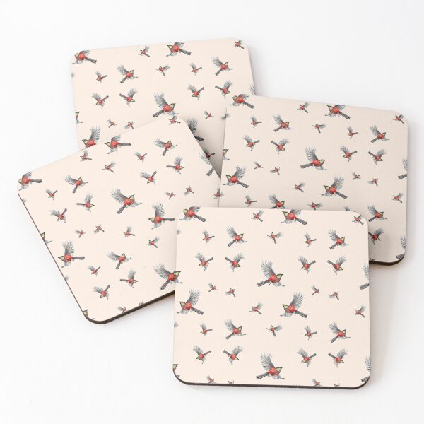 Artikelvorschau, Bird red pattern a watercolor illustration pink entworfen und verkauft von Yana Mustafina | Boho Soulful Designs.