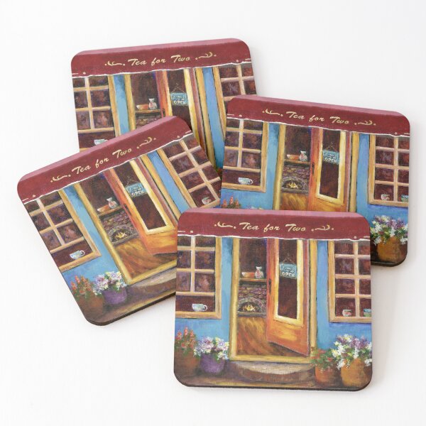 TEA FOR TWO By Kerri Kane after Ginger Cook Coasters (Set of 4)