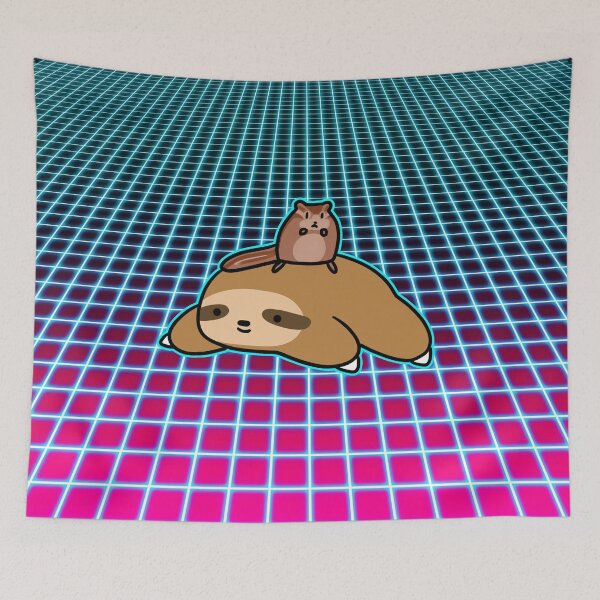 Item preview, Chipmunk and Sloth Vaporwave Grid designed and sold by SaradaBoru.