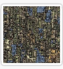 vintage psychedelic drawing and sketching abstract background in blue and brown Sticker