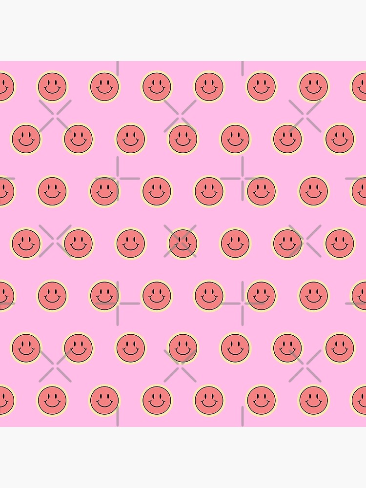 Large Pink and Orange Groovy Smiley Face Pattern - Retro Aesthetic