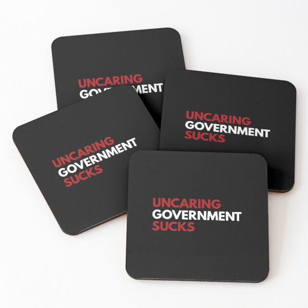 Item preview, Uncaring government sucks in white and red designed and sold by Politics-Corner.