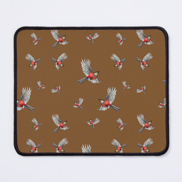 Item preview, Bird red pattern a watercolor illustration brown designed and sold by Yana Mustafina | Boho Soulful Designs.