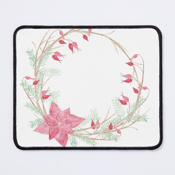 Item preview, Christmas wreath with poinsettia, rose hips, and evergreen.  designed and sold by Oruel2727.