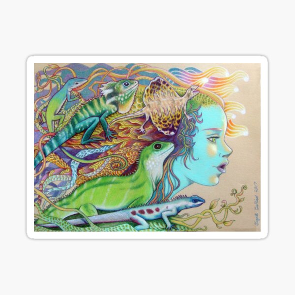 A Tangle Of Lizards, Lizard Art Sticker