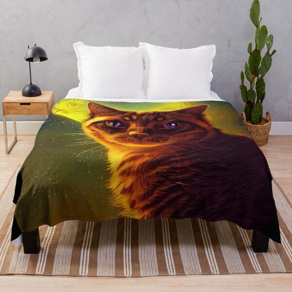 Item preview, Hermosa obra de arte con un gato marrón triste sobre un fondo de noche iluminada por la luz de la luna designed and sold by ValleyDream.