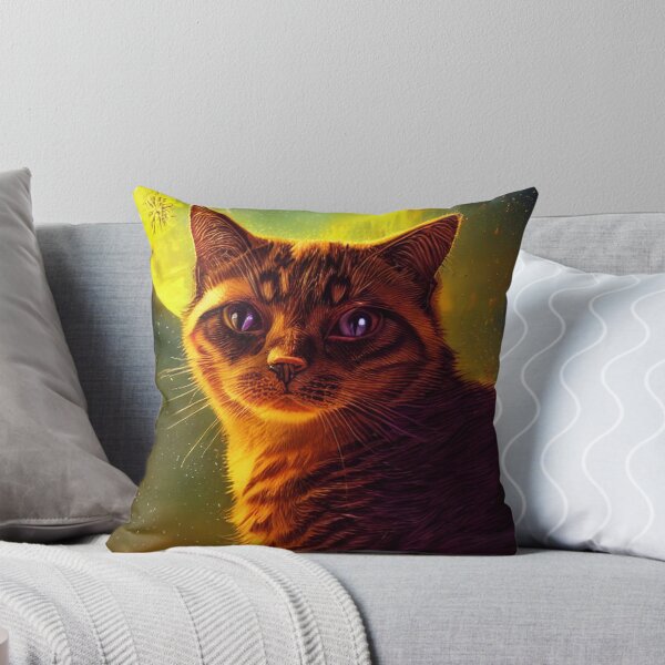 Item preview, Hermosa obra de arte con un gato marrón triste sobre un fondo de noche iluminada por la luz de la luna designed and sold by ValleyDream.