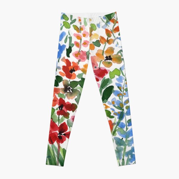 Loose colorful watercolor wildflower bouquet Leggings