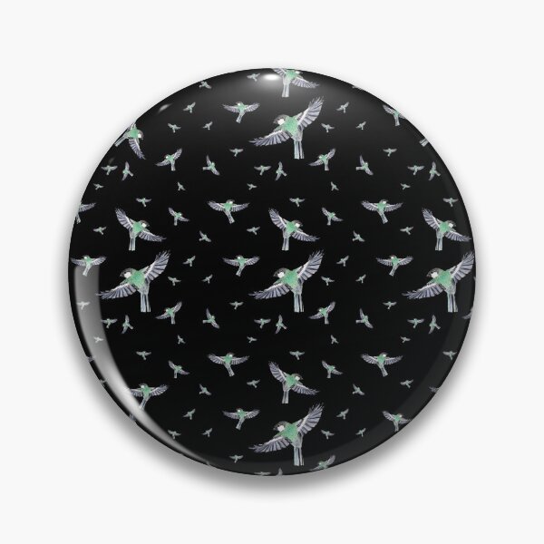 Item preview, Bird green fly pattern a watercolor illustration black designed and sold by Yana Mustafina | Boho Soulful Designs.