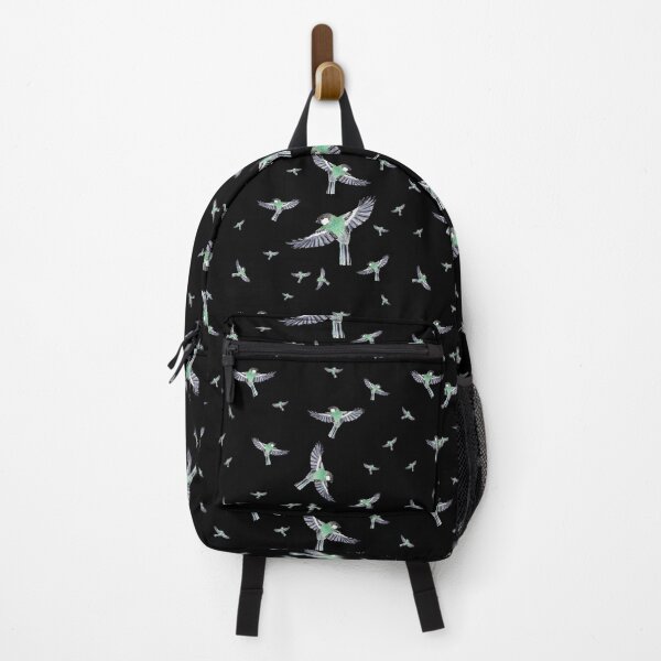 Item preview, Bird green fly pattern a watercolor illustration black designed and sold by Yana Mustafina | Boho Soulful Designs.