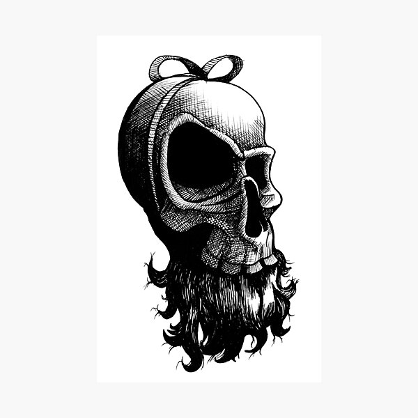 Item preview, Christmas Santa Skull Drawing designed and sold by LarksDrawings.