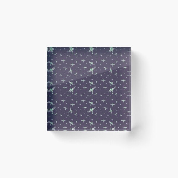 Item preview, Bird green fly pattern a watercolor illustration violet designed and sold by Yana Mustafina | Boho Soulful Designs.
