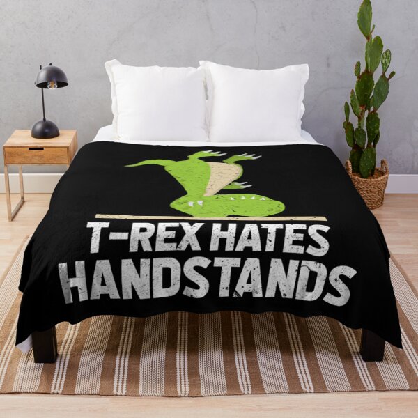 Item preview, Dinosaur Dino Funny T-Rex Hates Handstands Workout Vintage designed and sold by rlrowdgeerobb.