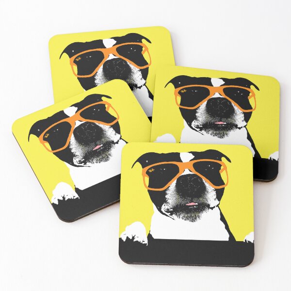Item preview, Staffie Dog in Glasses Design in yellow - Staffie Pet Pop Art - Animal Pop Art, Bespoke Options designed and sold by StudioFlea.