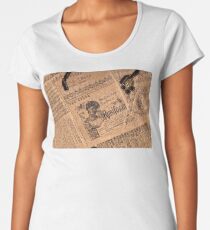Collaged Patchwork Of Vintage Music Magazine Pages Women's Premium T-Shirt