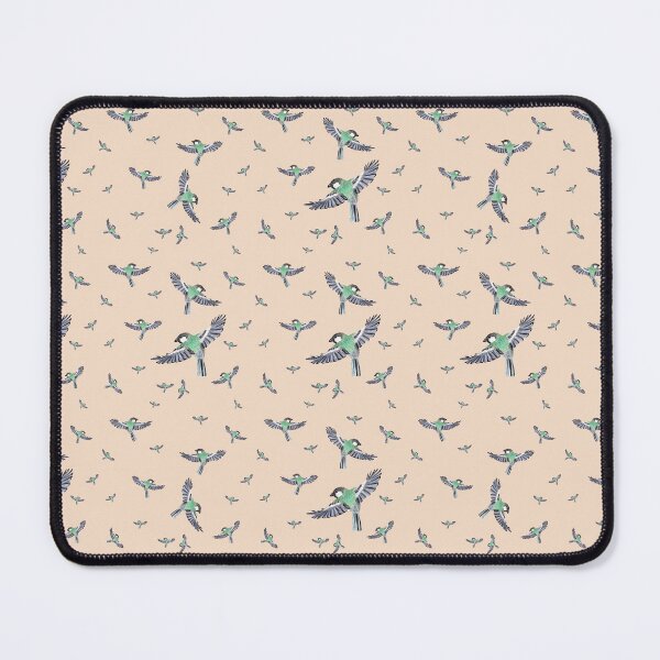Item preview, Bird green fly pattern watercolor illustration pink designed and sold by Yana Mustafina | Boho Soulful Designs.