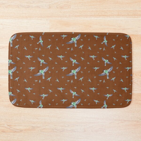 Item preview, Bird green fly pattern watercolor illustration brown designed and sold by Yana Mustafina | Boho Soulful Designs.