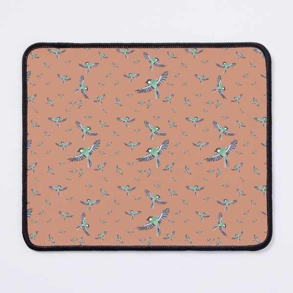 Artikelvorschau, Bird green fly pattern watercolor illustration peach entworfen und verkauft von Yana Mustafina | Boho Soulful Designs.