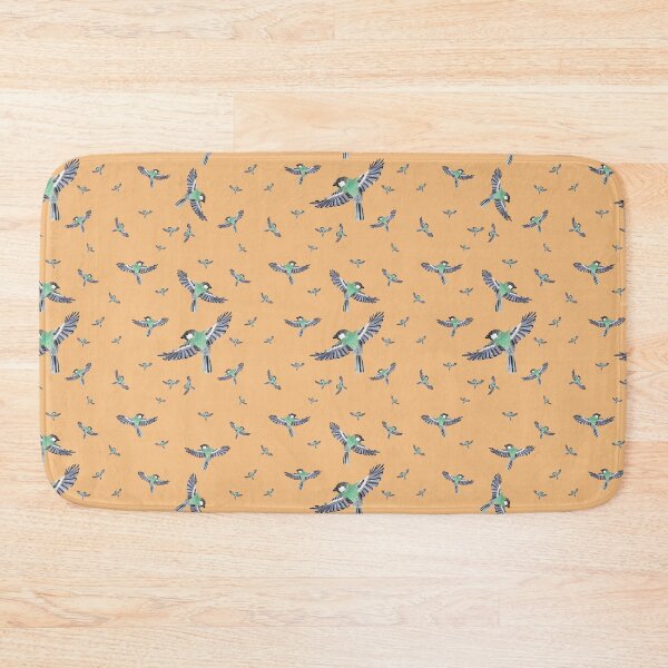 Item preview, Bird green fly pattern watercolor illustration coral designed and sold by Yana Mustafina | Boho Soulful Designs.