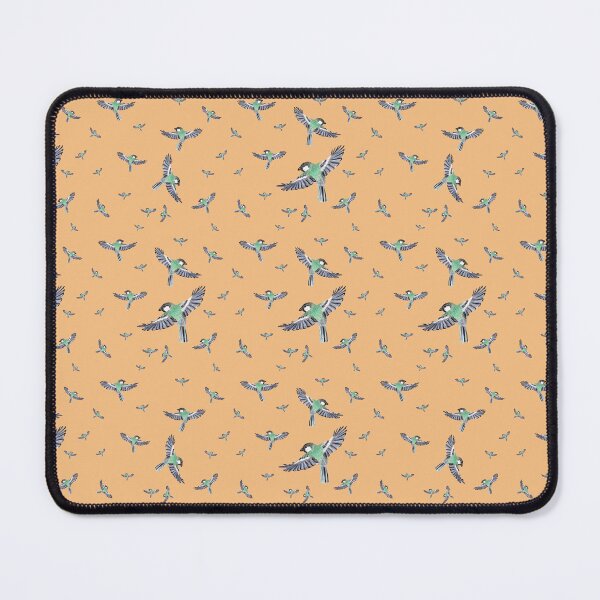 Item preview, Bird green fly pattern watercolor illustration coral designed and sold by Yana Mustafina | Boho Soulful Designs.
