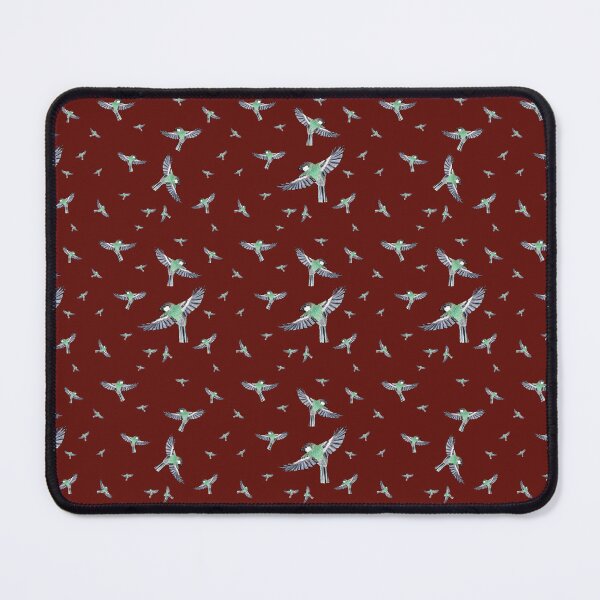 Item preview, Bird green fly pattern watercolor illustration red designed and sold by Yana Mustafina | Boho Soulful Designs.