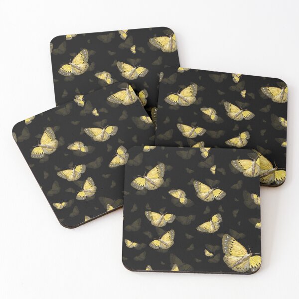 Artikelvorschau, Butterfly yellow cute a hand pattern watercolor black entworfen und verkauft von Yana Mustafina | Boho Soulful Designs.