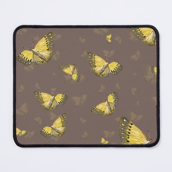 Item preview, Butterfly yellow cute a hand pattern watercolor grey designed and sold by Yana Mustafina | Boho Soulful Designs.